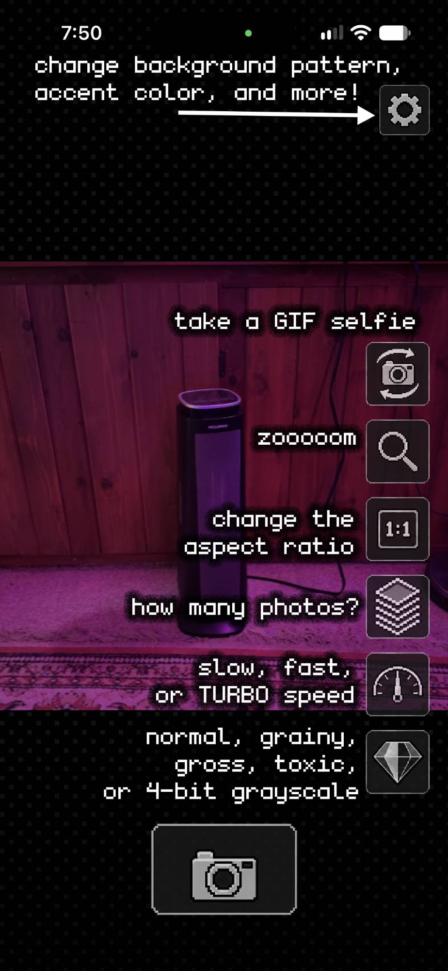 gifism app screenshot with labels